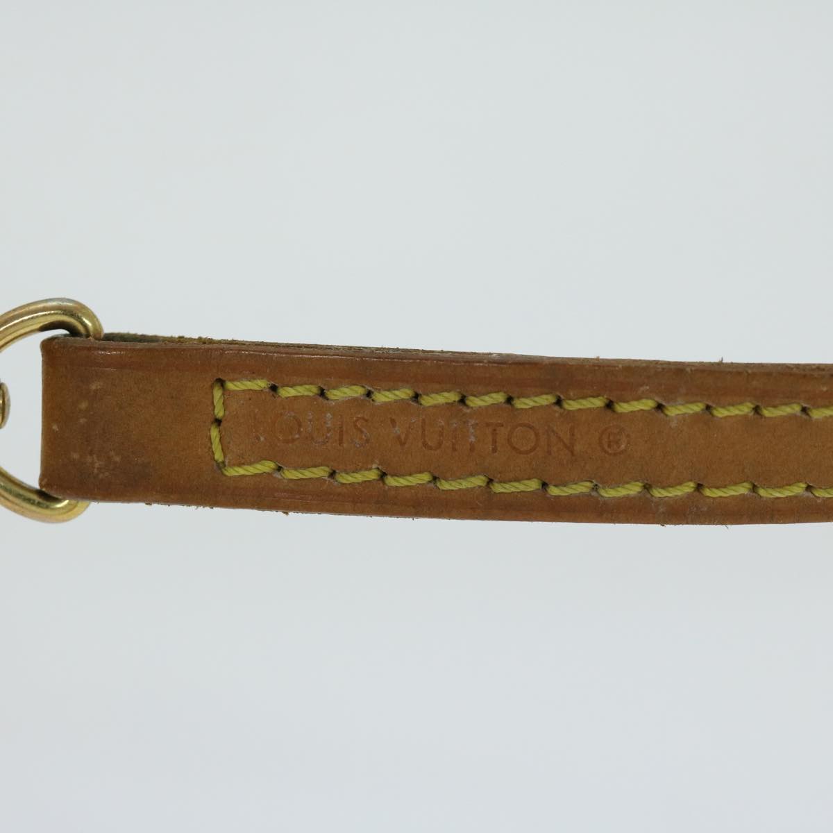 LOUIS VUITTON Shoulder Strap Leather 44.9"""""""" Beige LV Auth 65395