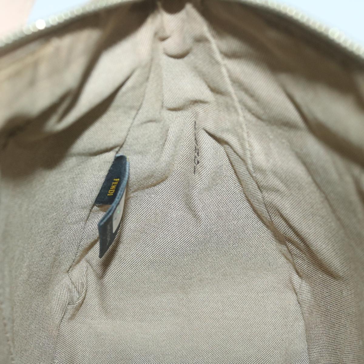 FENDI Zucchino Canvas Shoulder Bag Beige Auth 65408