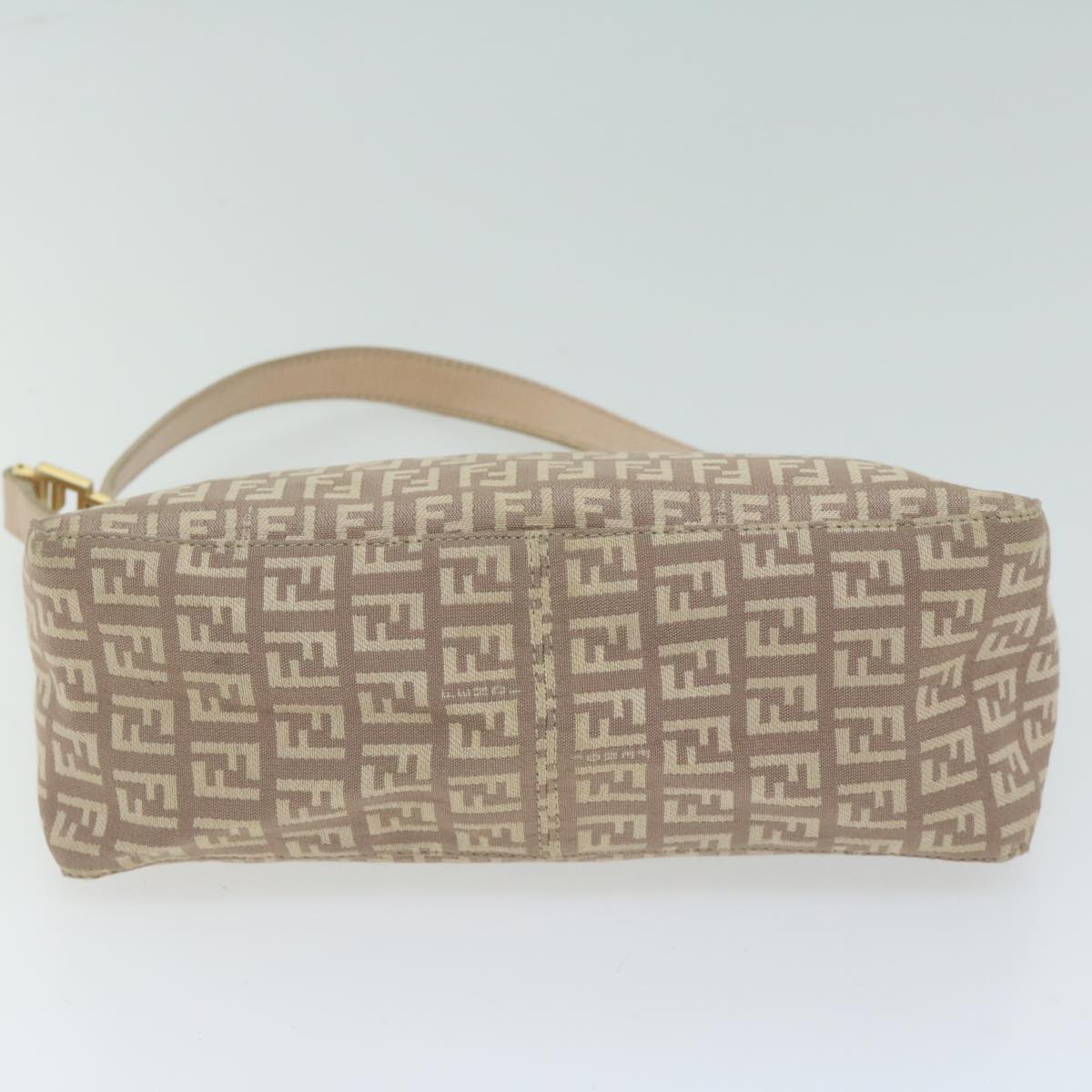 FENDI Zucchino Canvas Shoulder Bag Beige Auth 65408