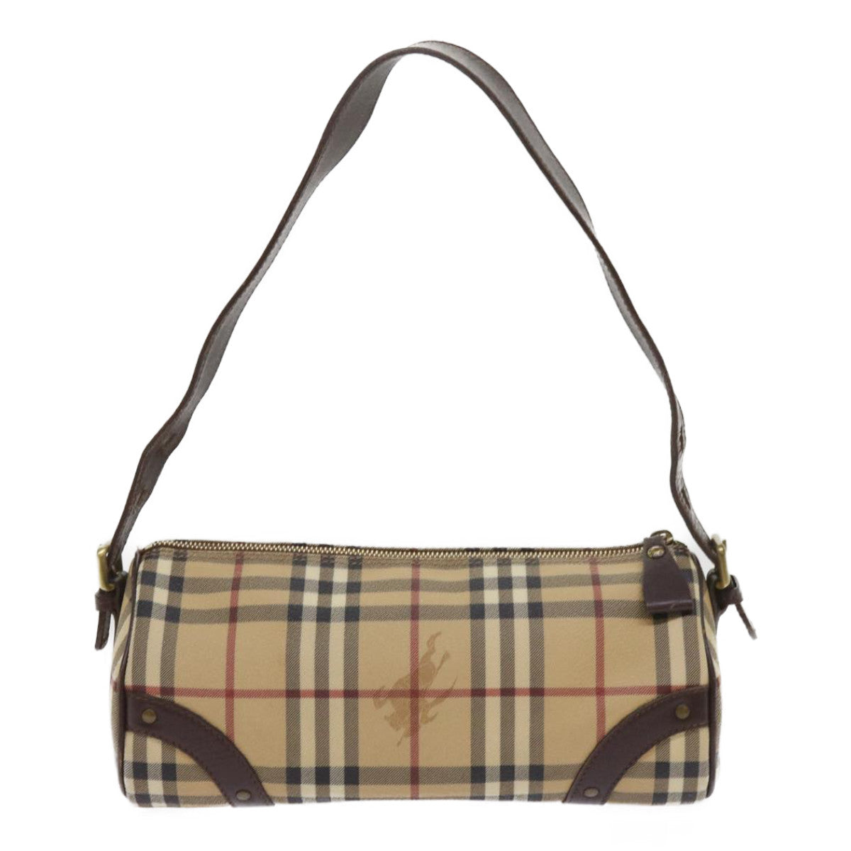 BURBERRY Nova Check Shoulder Bag PVC Leather Beige Auth 65426 - 0