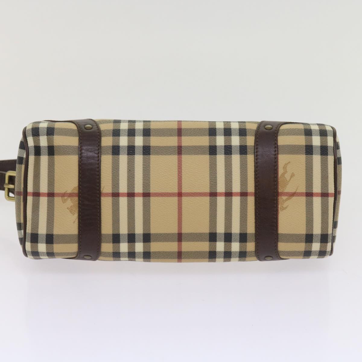 BURBERRY Nova Check Shoulder Bag PVC Leather Beige Auth 65426