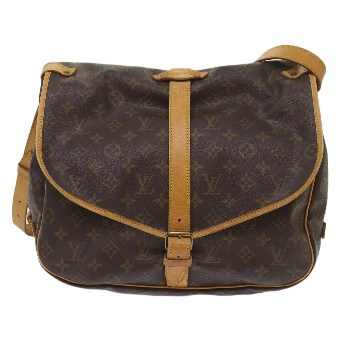 LOUIS VUITTON Monogram Saumur 35 Shoulder Bag M42254 LV Auth 65432