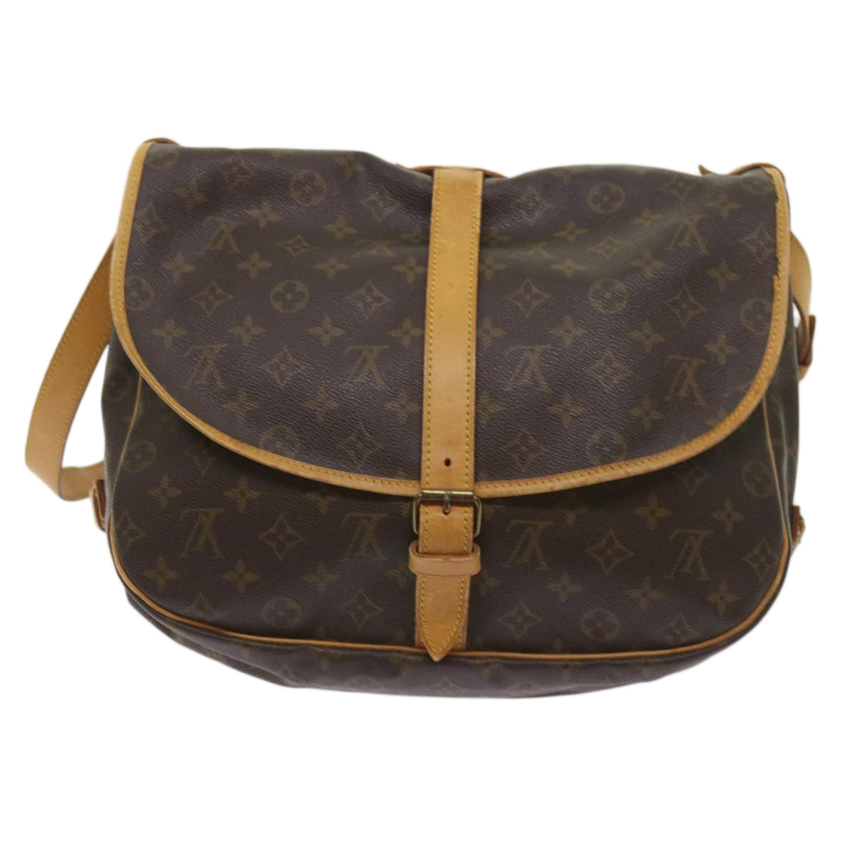 LOUIS VUITTON Monogram Saumur 35 Shoulder Bag M42254 LV Auth 65432