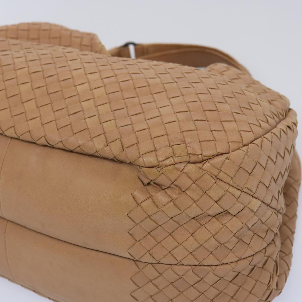 BOTTEGAVENETA INTRECCIATO Shoulder Bag Leather Beige Auth 65438