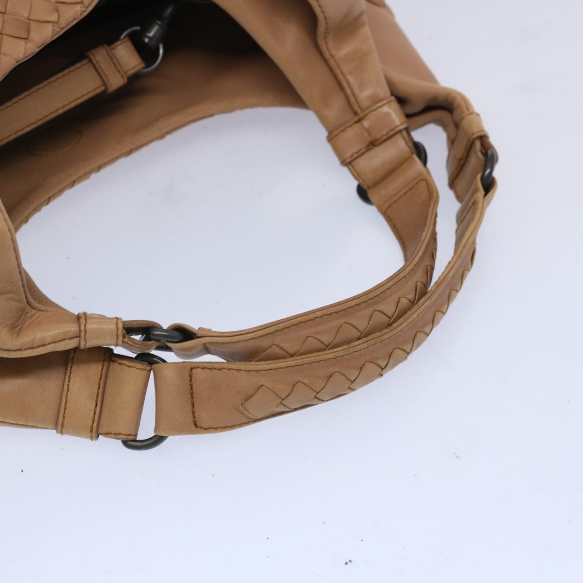 BOTTEGAVENETA INTRECCIATO Shoulder Bag Leather Beige Auth 65438