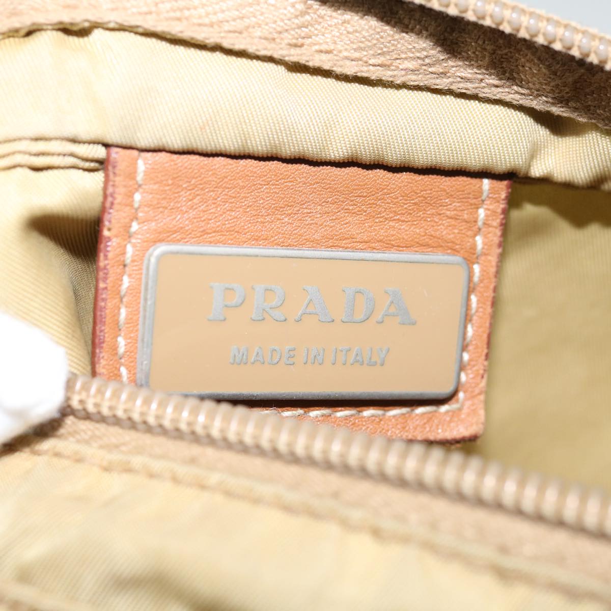 PRADA Shoulder Bag Nylon Beige Auth 65449