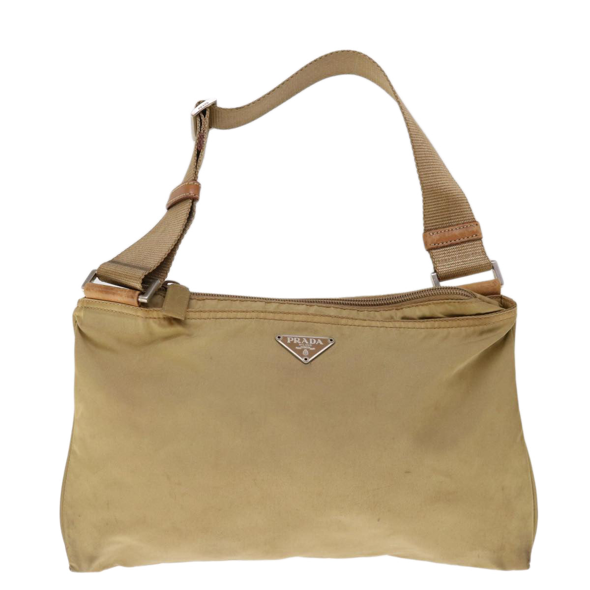 PRADA Shoulder Bag Nylon Beige Auth 65449