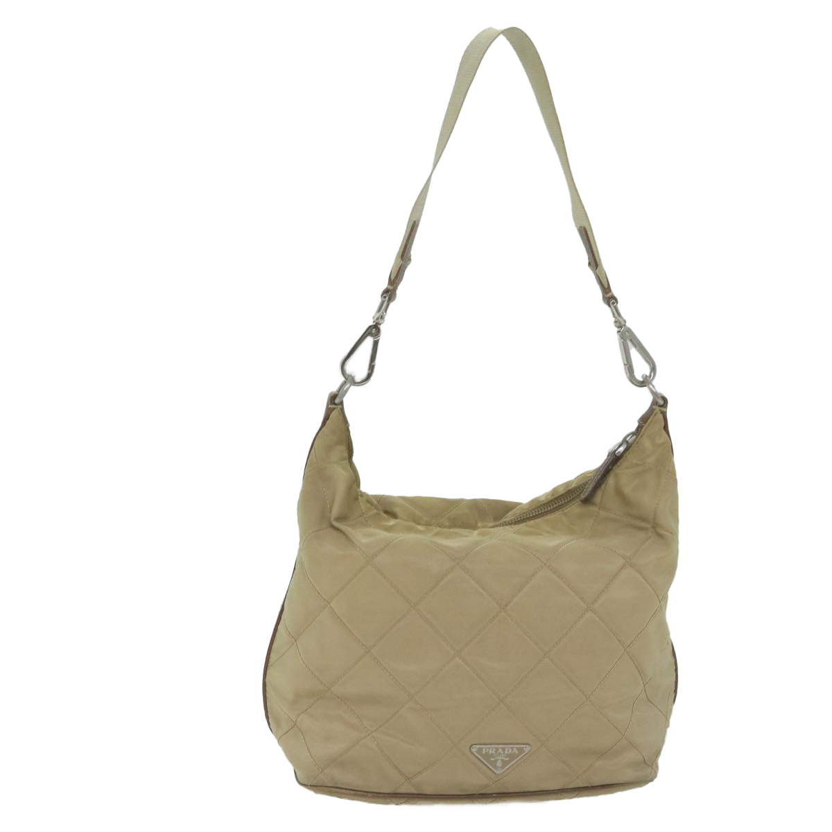 PRADA Shoulder Bag Nylon Beige Auth 65450