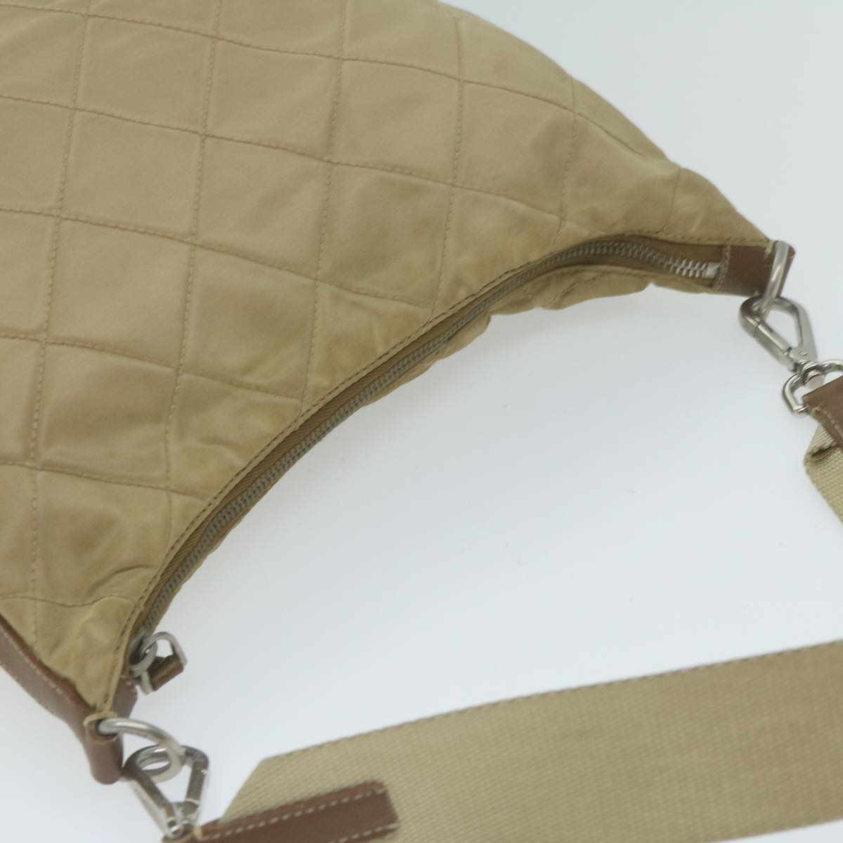 PRADA Shoulder Bag Nylon Beige Auth 65450