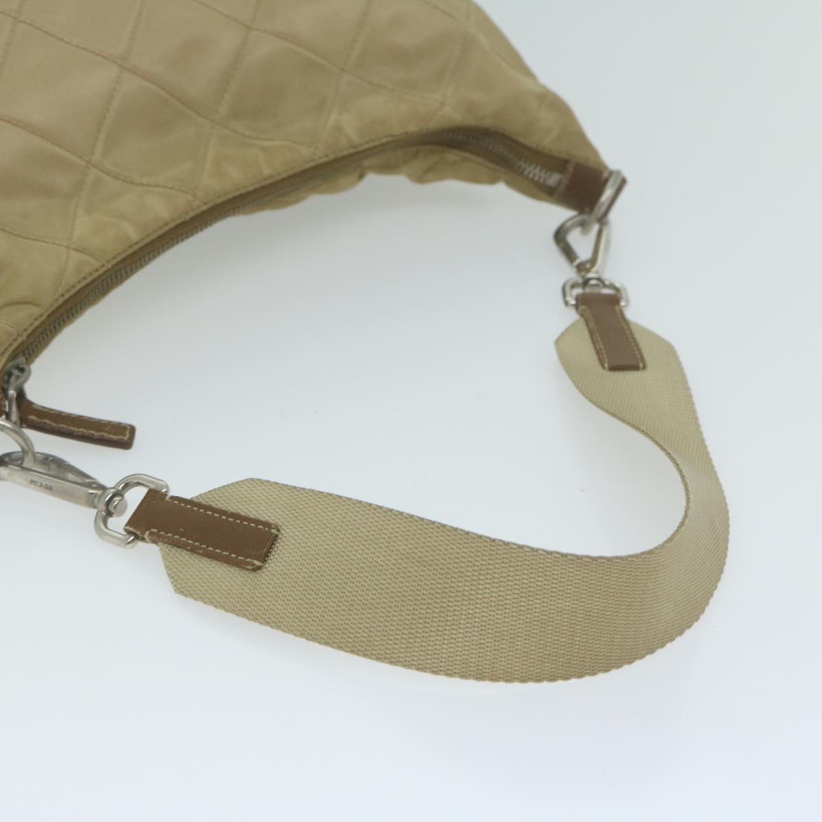 PRADA Shoulder Bag Nylon Beige Auth 65450