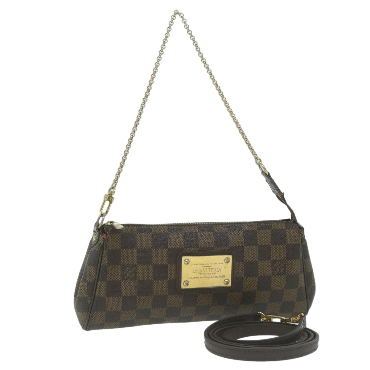 LOUIS VUITTON Damier Ebene Eva Shoulder Bag 2way N55213 LV Auth 65460