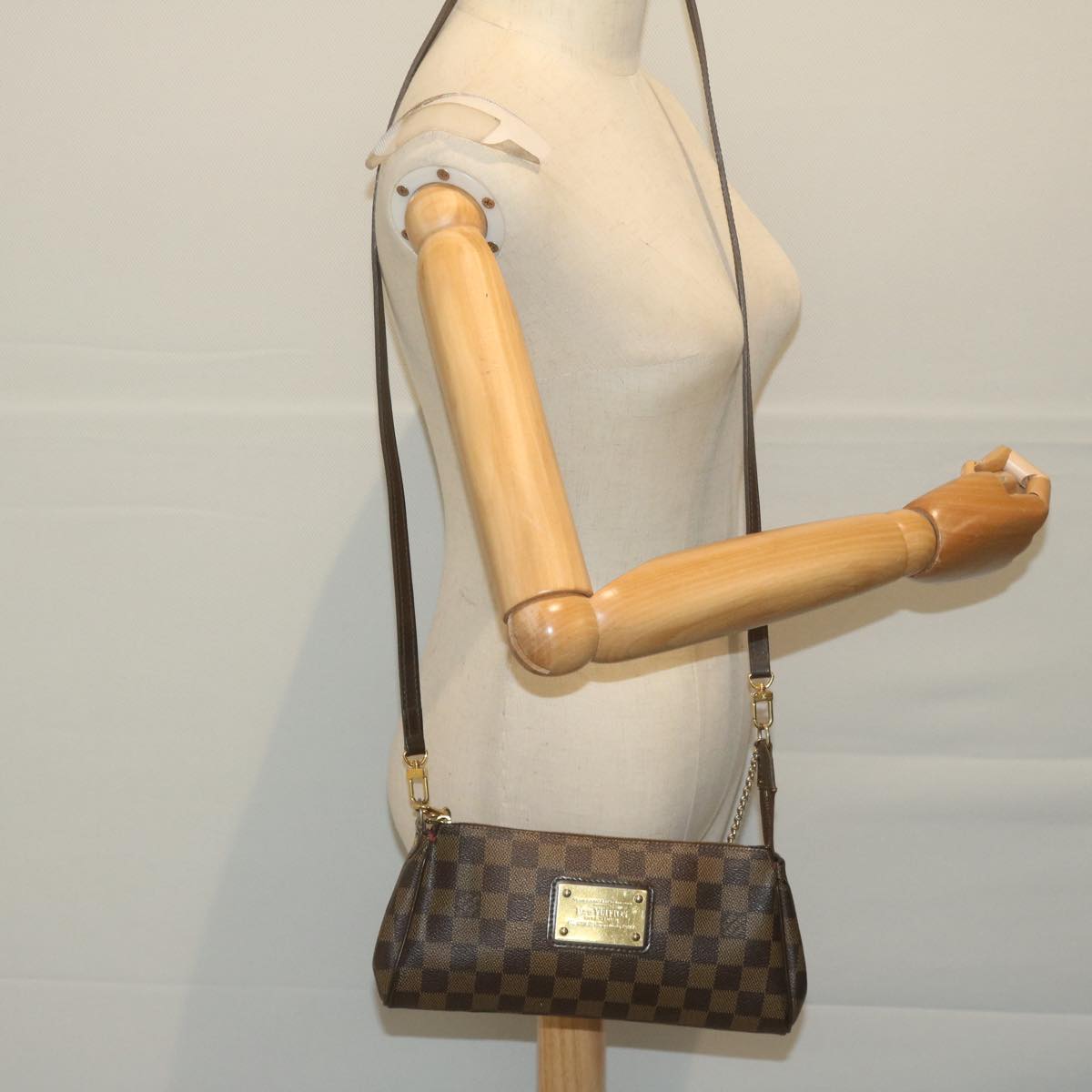 LOUIS VUITTON Damier Ebene Eva Shoulder Bag 2way N55213 LV Auth 65460