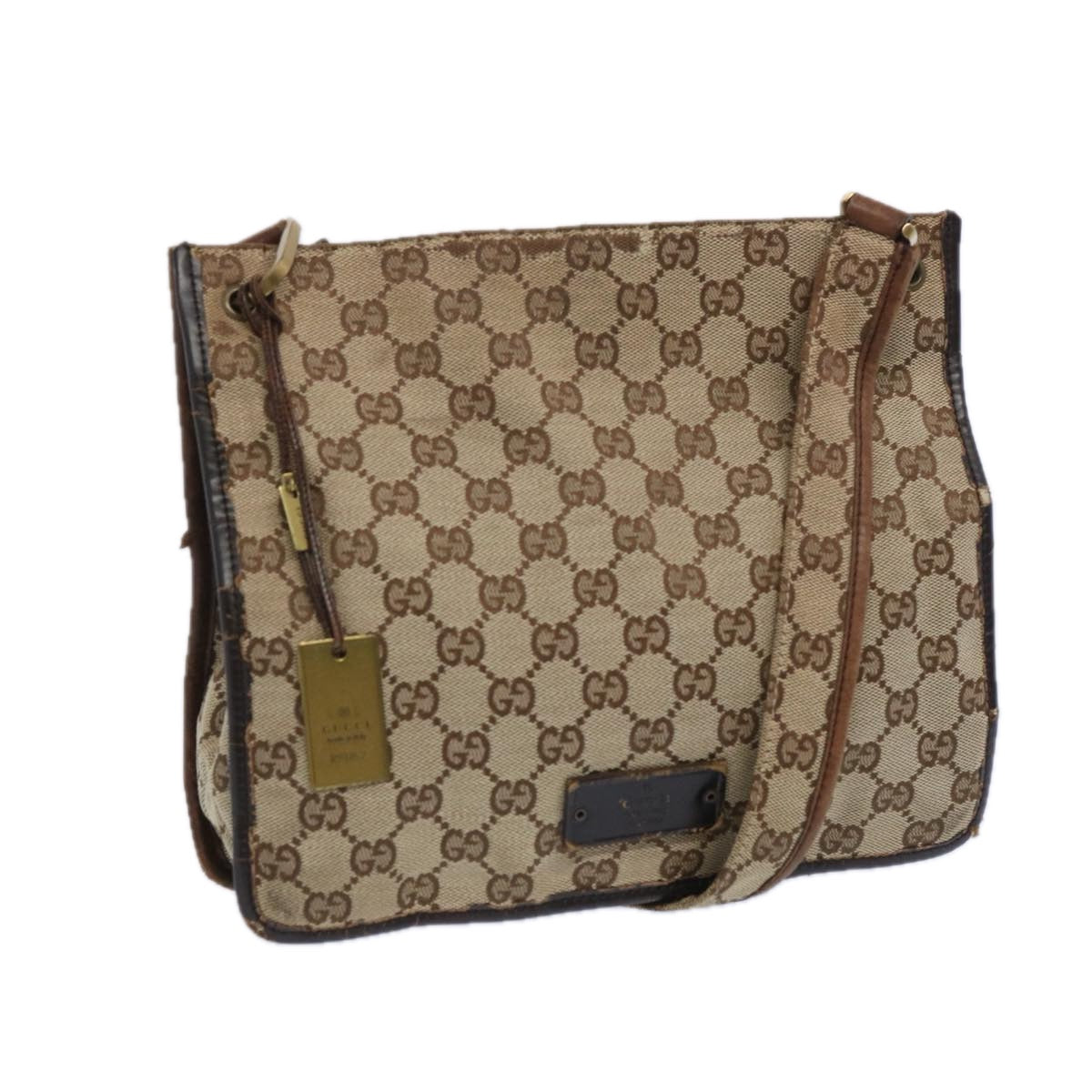 GUCCI GG Canvas Shoulder Bag Beige 91762 Auth 65502