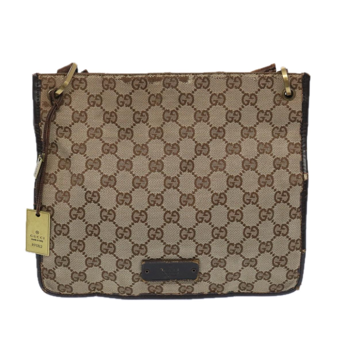 GUCCI GG Canvas Shoulder Bag Beige 91762 Auth 65502