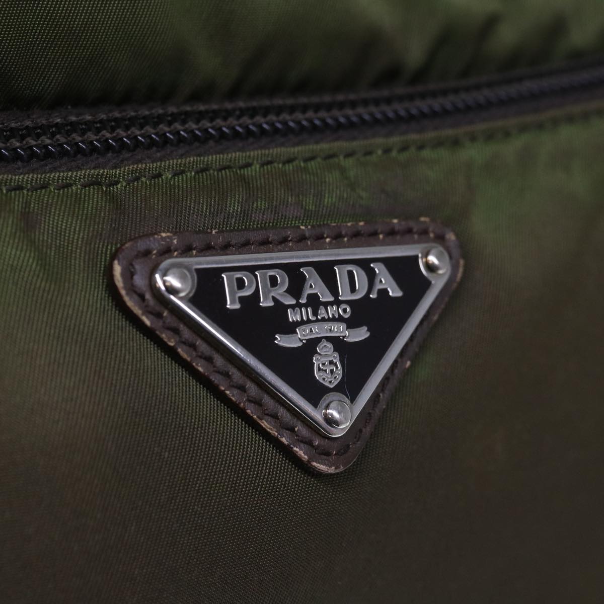 PRADA Shoulder Bag Nylon Khaki Auth 65506