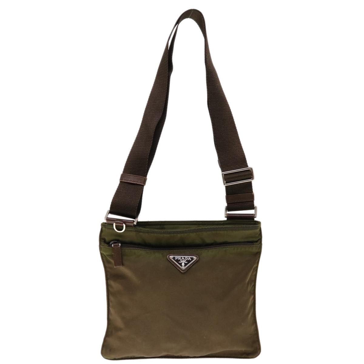 PRADA Shoulder Bag Nylon Khaki Auth 65506