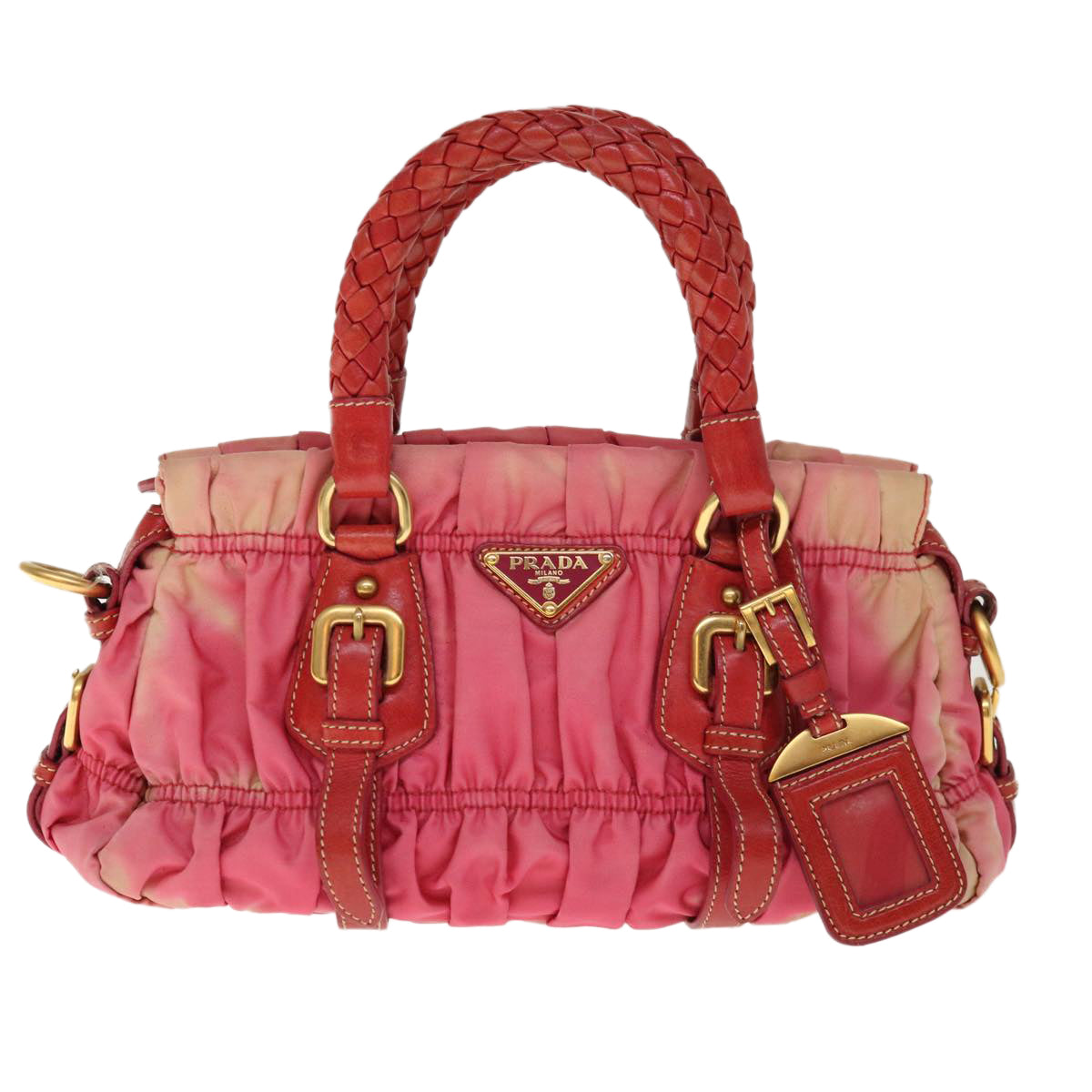 PRADA Hand Bag Nylon 2way Pink Auth 65534