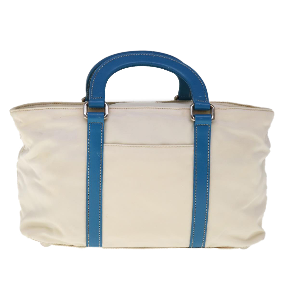 PRADA Hand Bag Nylon 2way White Blue Auth 65542 - 0