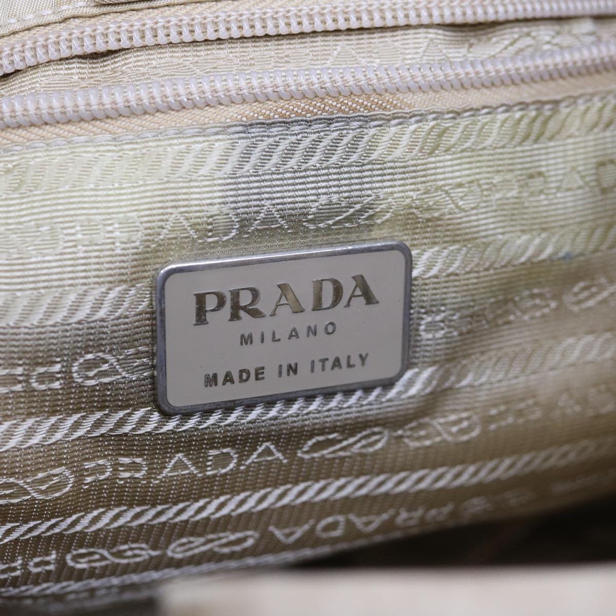 PRADA Shoulder Bag Nylon Beige Auth 65552