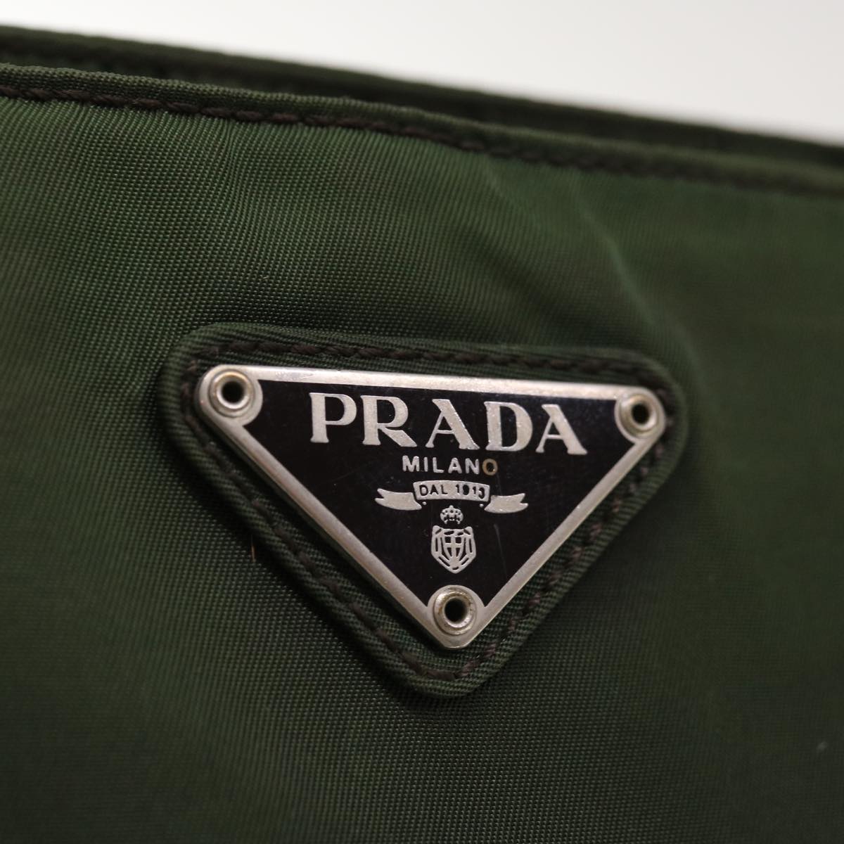 PRADA Hand Bag Nylon Green Auth 65553