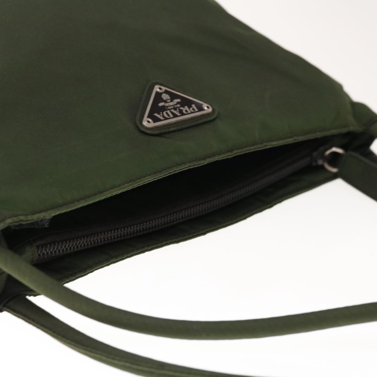 PRADA Hand Bag Nylon Green Auth 65553