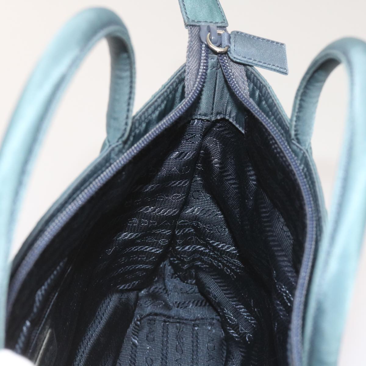 PRADA Hand Bag Nylon Turquoise Blue Auth 65555