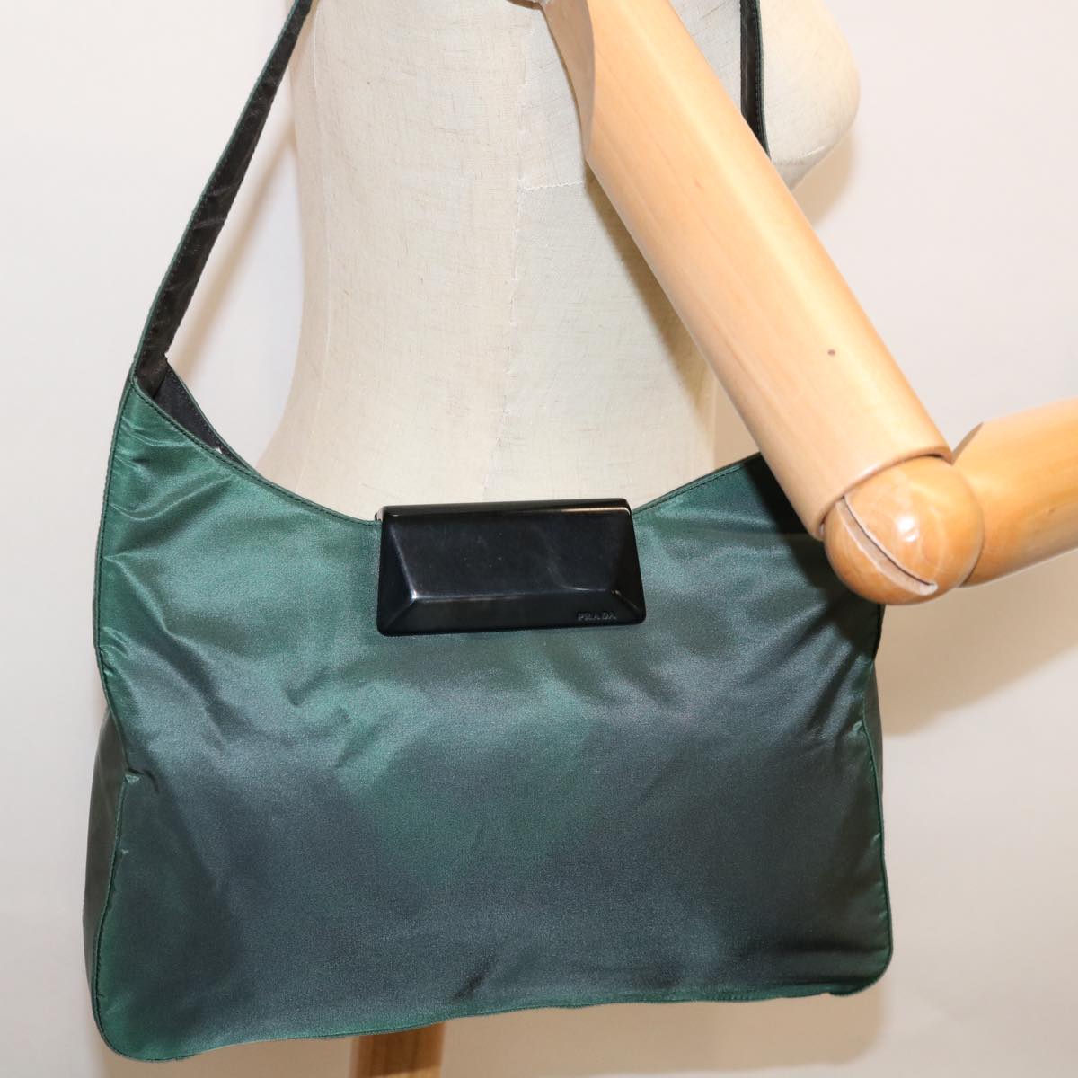 PRADA Shoulder Bag Nylon Green Auth 65557