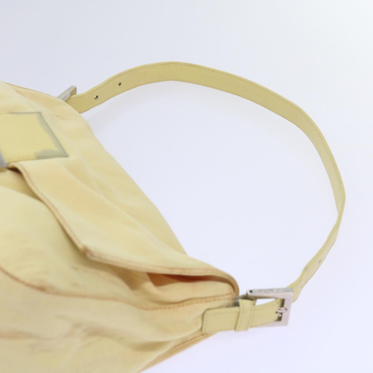 FENDI Mamma Baguette Shoulder Bag Nylon Yellow Auth 65559