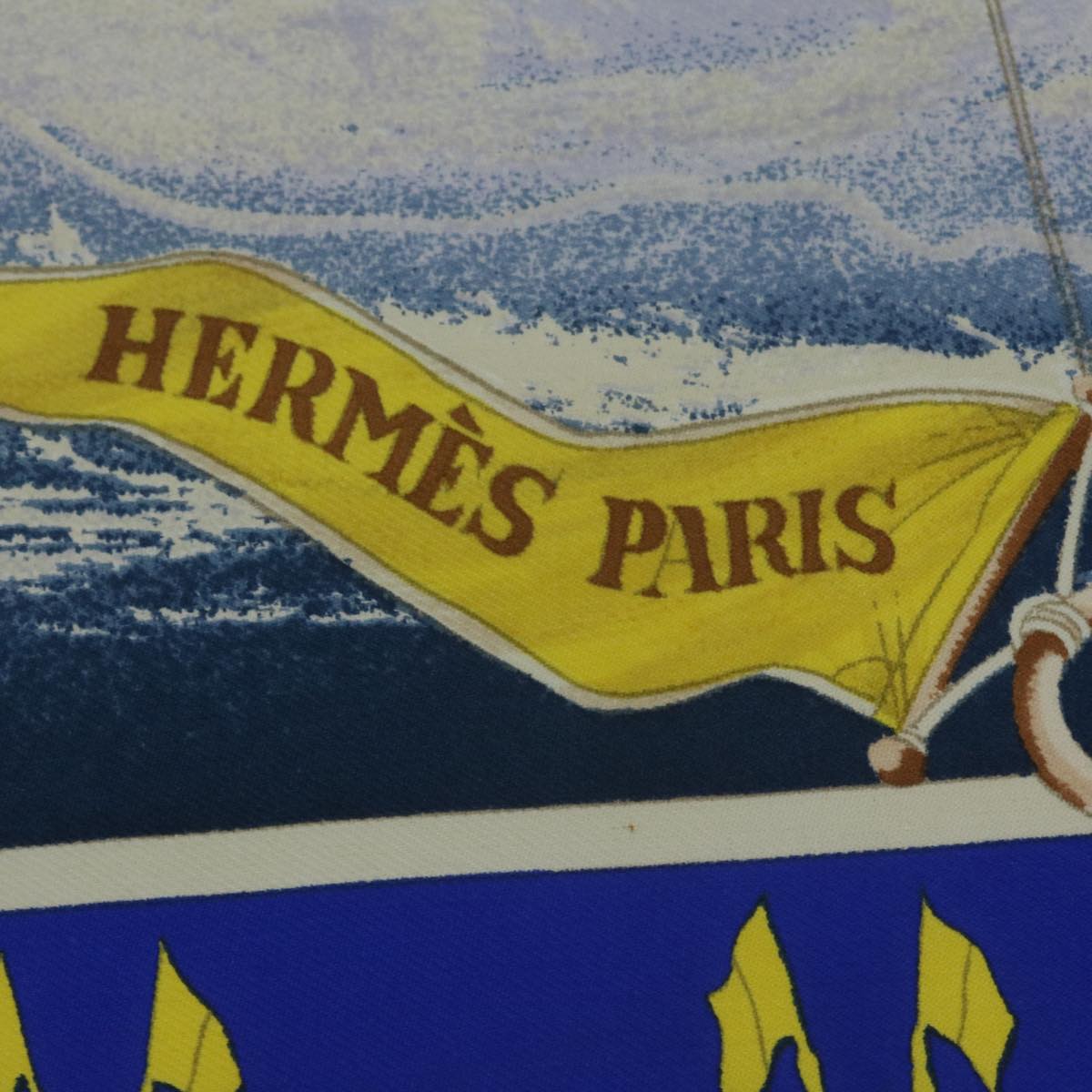 HERMES Carre 90 EN COURSE Scarf Silk Blue Auth 65569