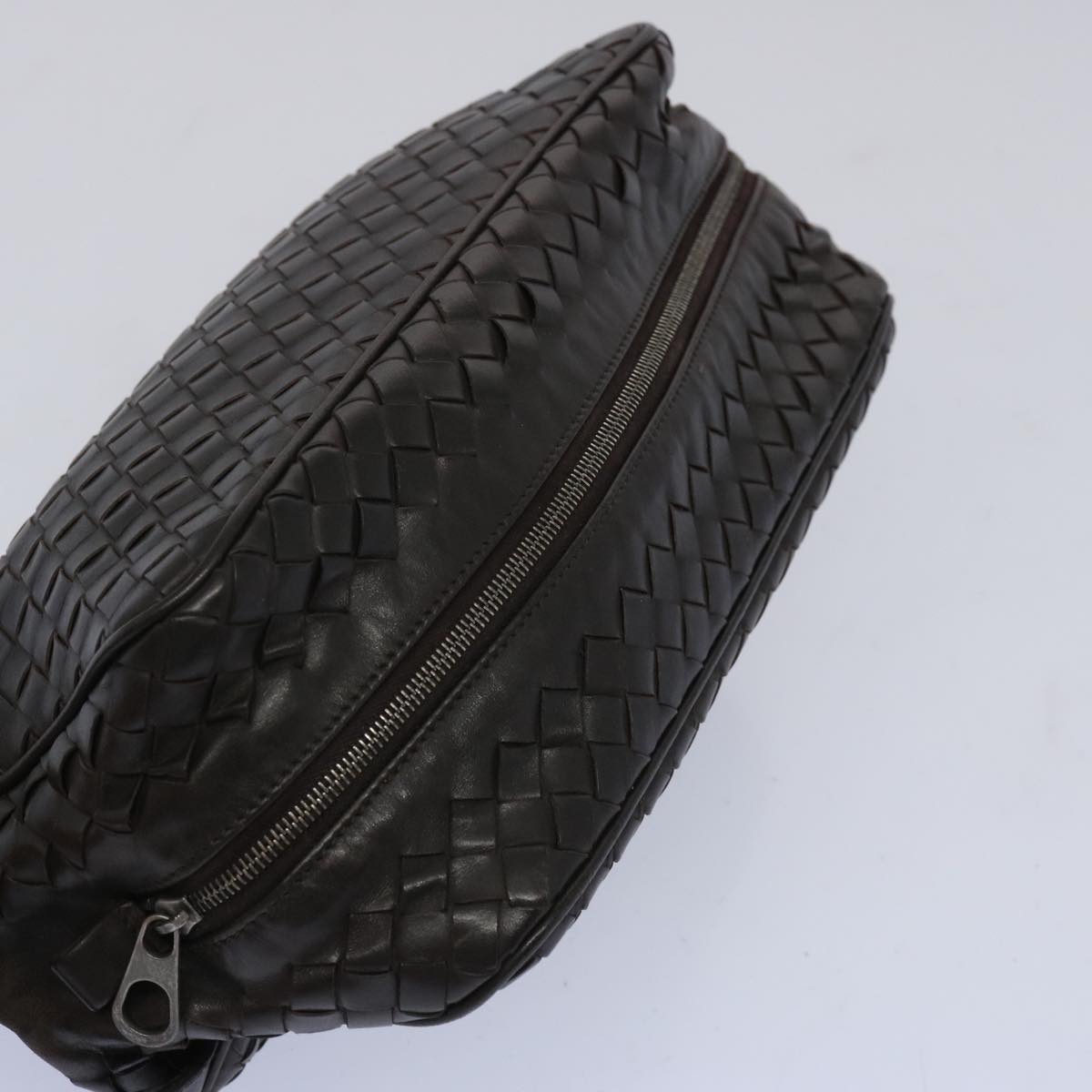 BOTTEGA VENETA INTRECCIATO Clutch Bag Leather Brown Auth 65582