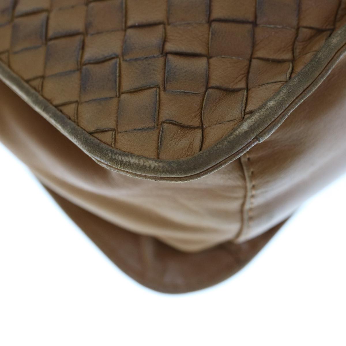 BOTTEGA VENETA INTRECCIATO Shoulder Bag Leather Brown Auth 65583