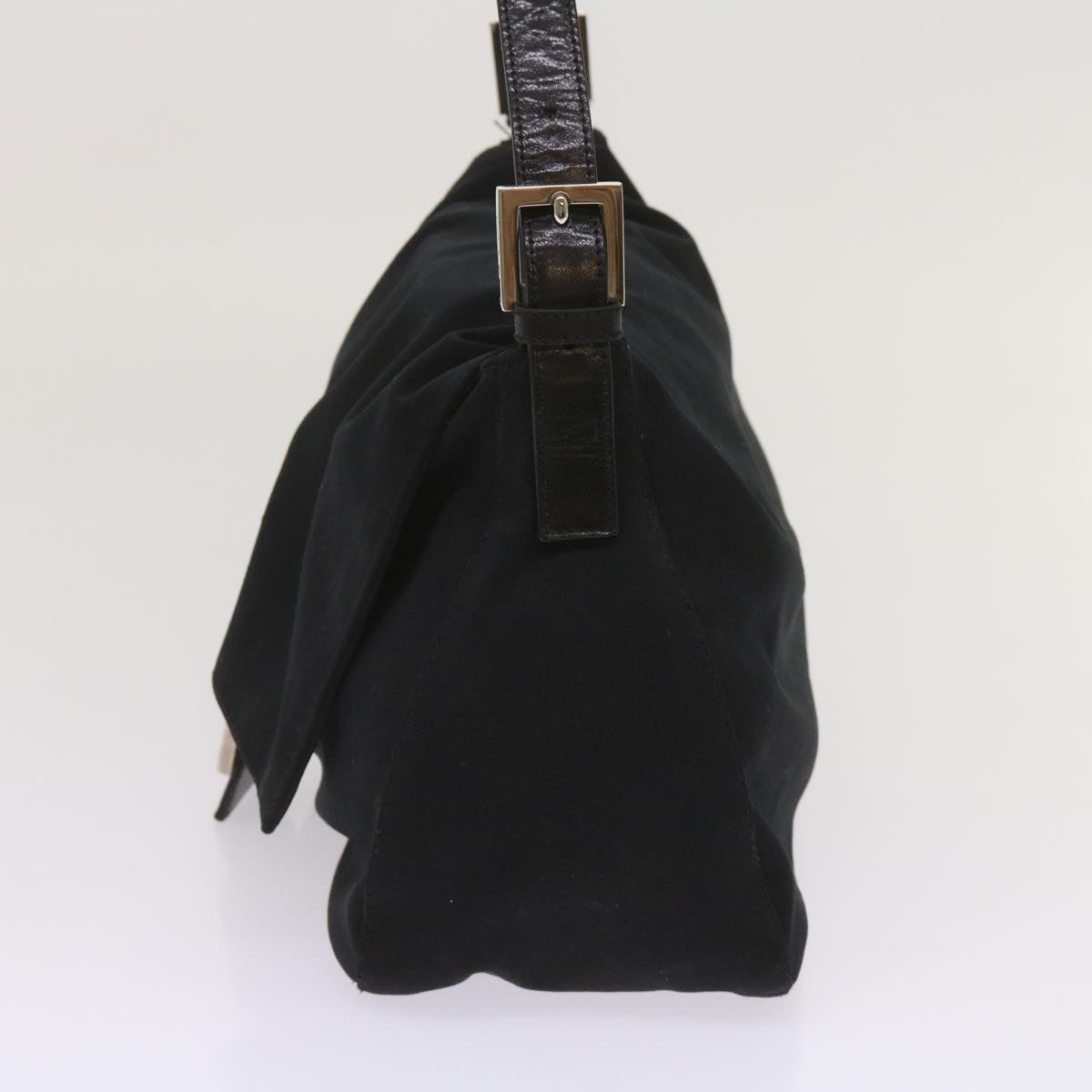 FENDI Mamma Baguette Shoulder Bag Nylon Black Auth 65587