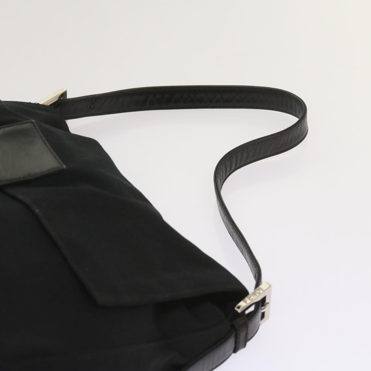 FENDI Mamma Baguette Shoulder Bag Nylon Black Auth 65587
