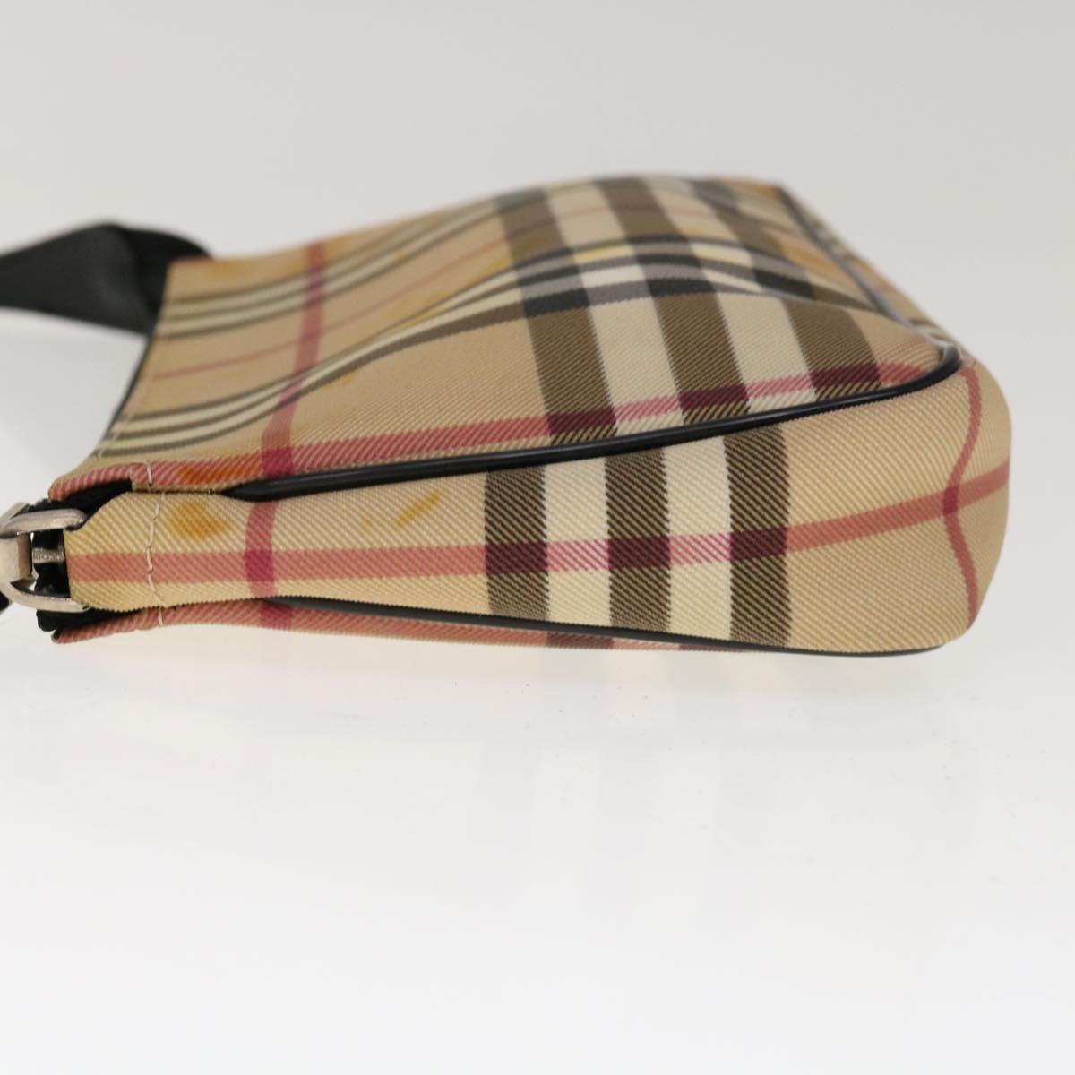 BURBERRY Nova Check Accessory Pouch Coated Canvas Beige Black Auth 65593