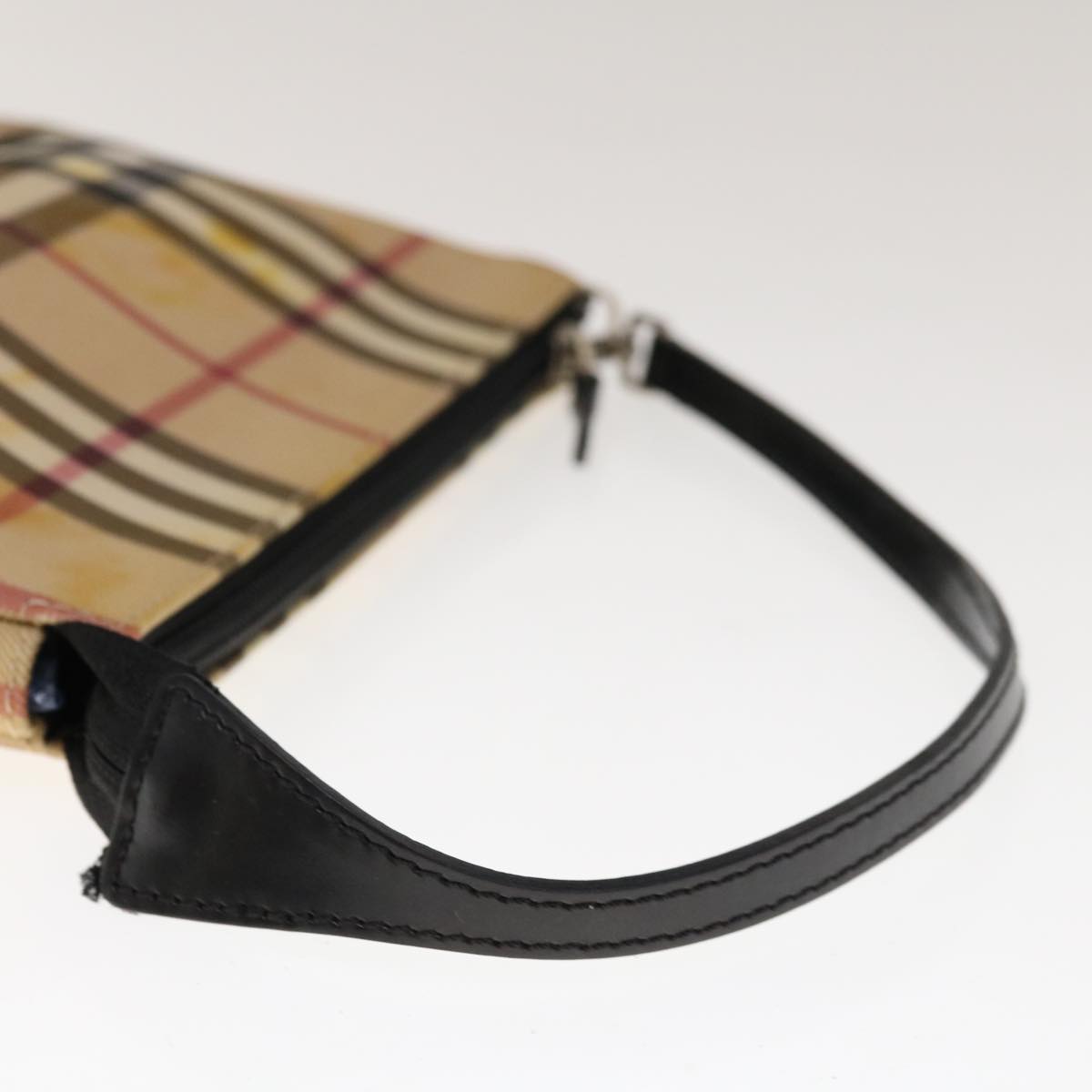 BURBERRY Nova Check Accessory Pouch Coated Canvas Beige Black Auth 65593