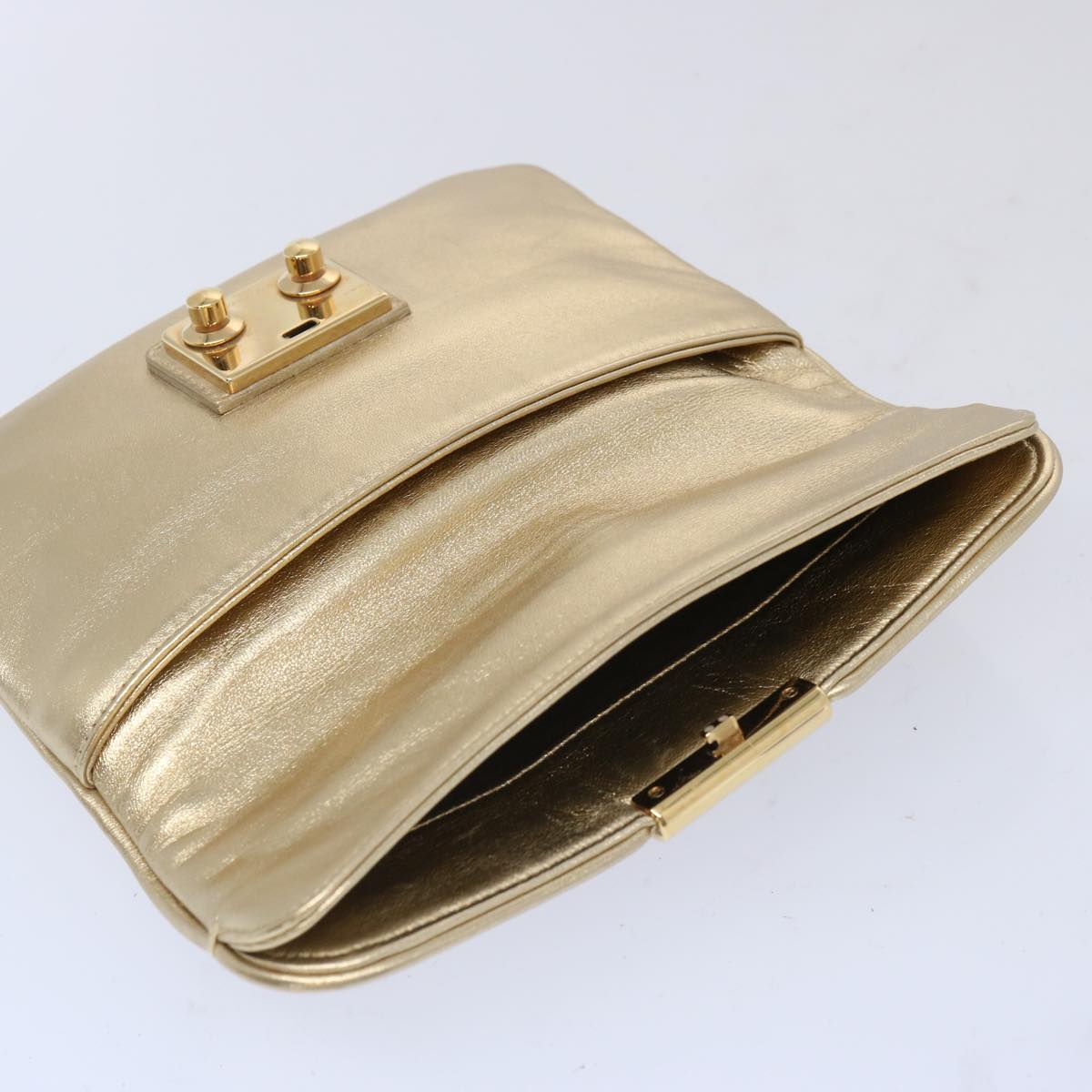 LOUIS VUITTON Sofia Coppola Collection Slim Bag Leather Gold M95861 Auth 65605A