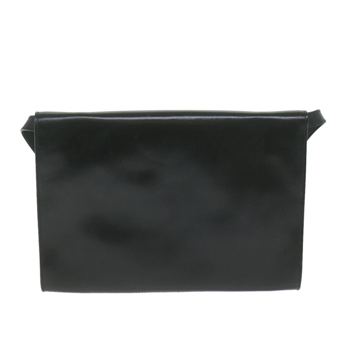 CELINE Clutch Bag Leather 2way White Black Auth 65641 - 0