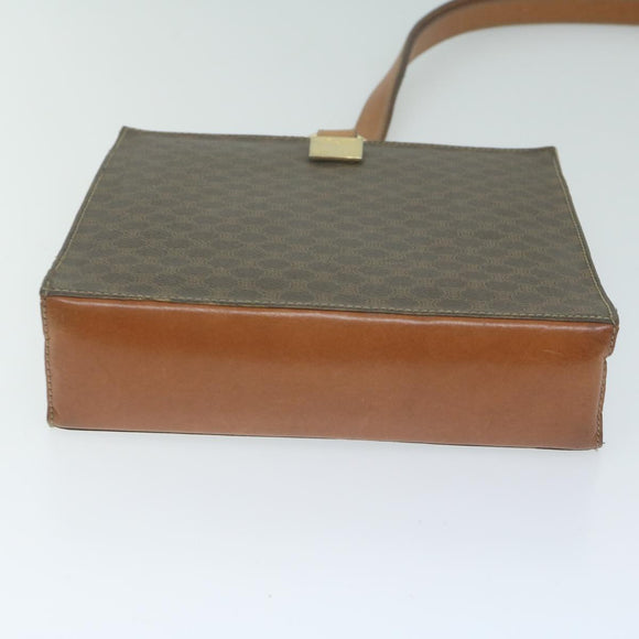 CELINE Macadam Canvas Umhängetasche PVC Leder Braun Auth 65644