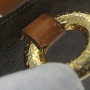 CELINE Macadam Canvas Shoulder Bag PVC Leather Brown Auth 65644-9