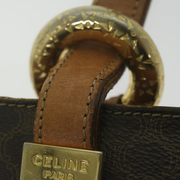 CELINE Macadam Canvas Umhängetasche PVC Leder Braun Auth 65644