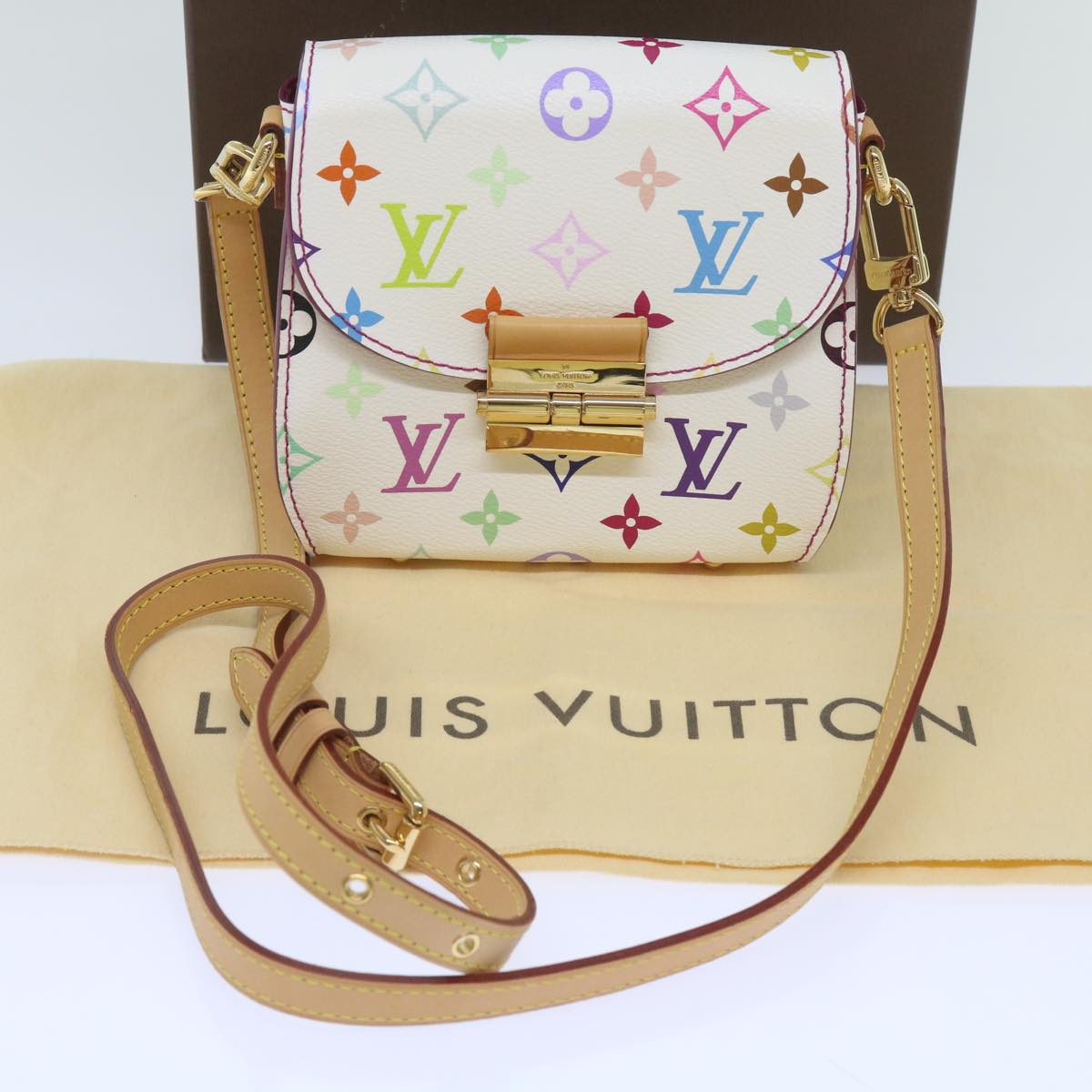 LOUIS VUITTON Monogram Multicolor Heart Breaker Bag White M40660 LV Auth 65657S