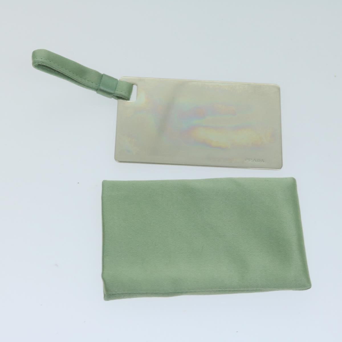 PRADA Drawstring Pouch Pouch Satin Green Auth 65661