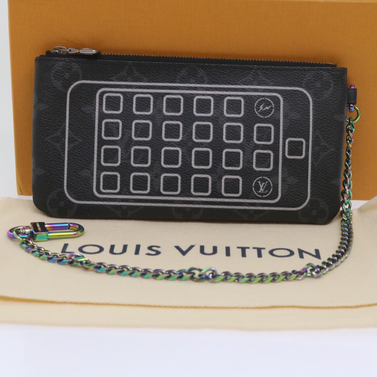 LOUIS VUITTON Monogram Eclipse Fragment iPhone Case M64433 LV Auth 65663A