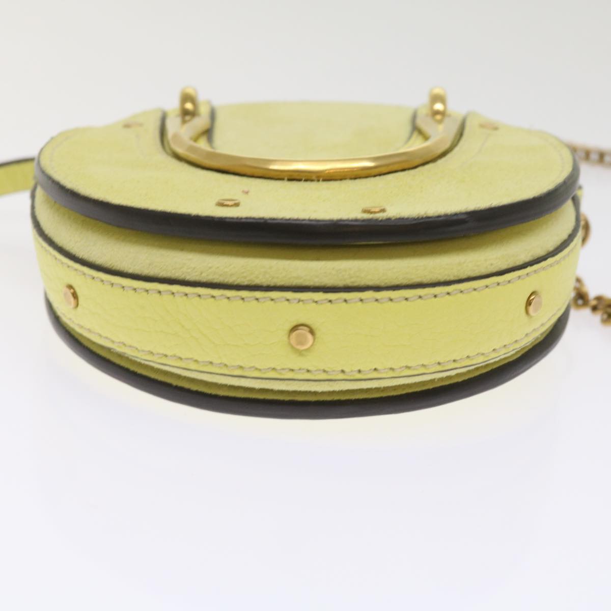 Chloe Pixy Hand Bag Suede Leather 2way Yellow Auth 65664