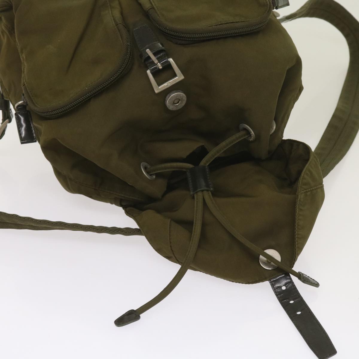 PRADA Backpack Nylon Khaki Auth 65700