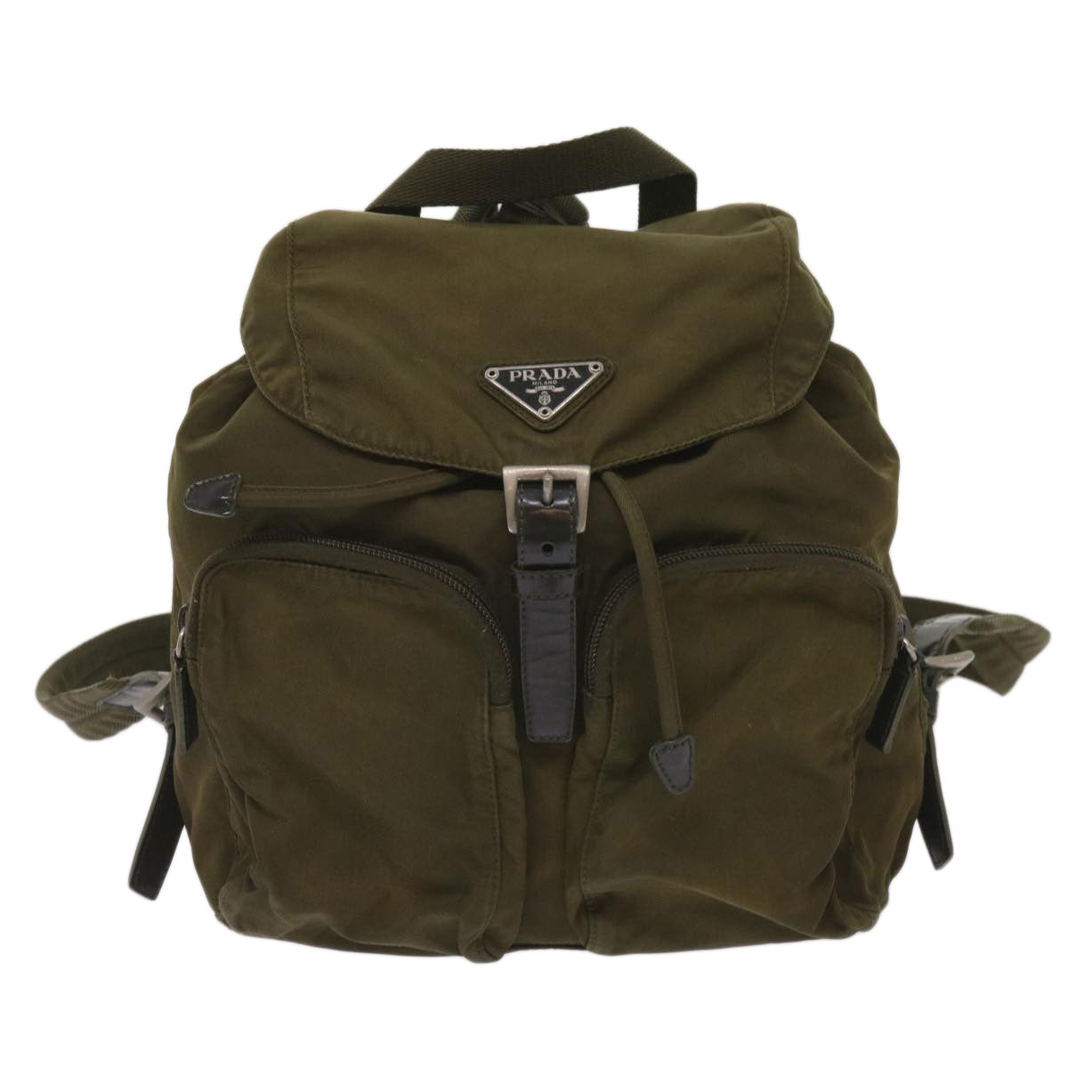 PRADA Backpack Nylon Khaki Auth 65700