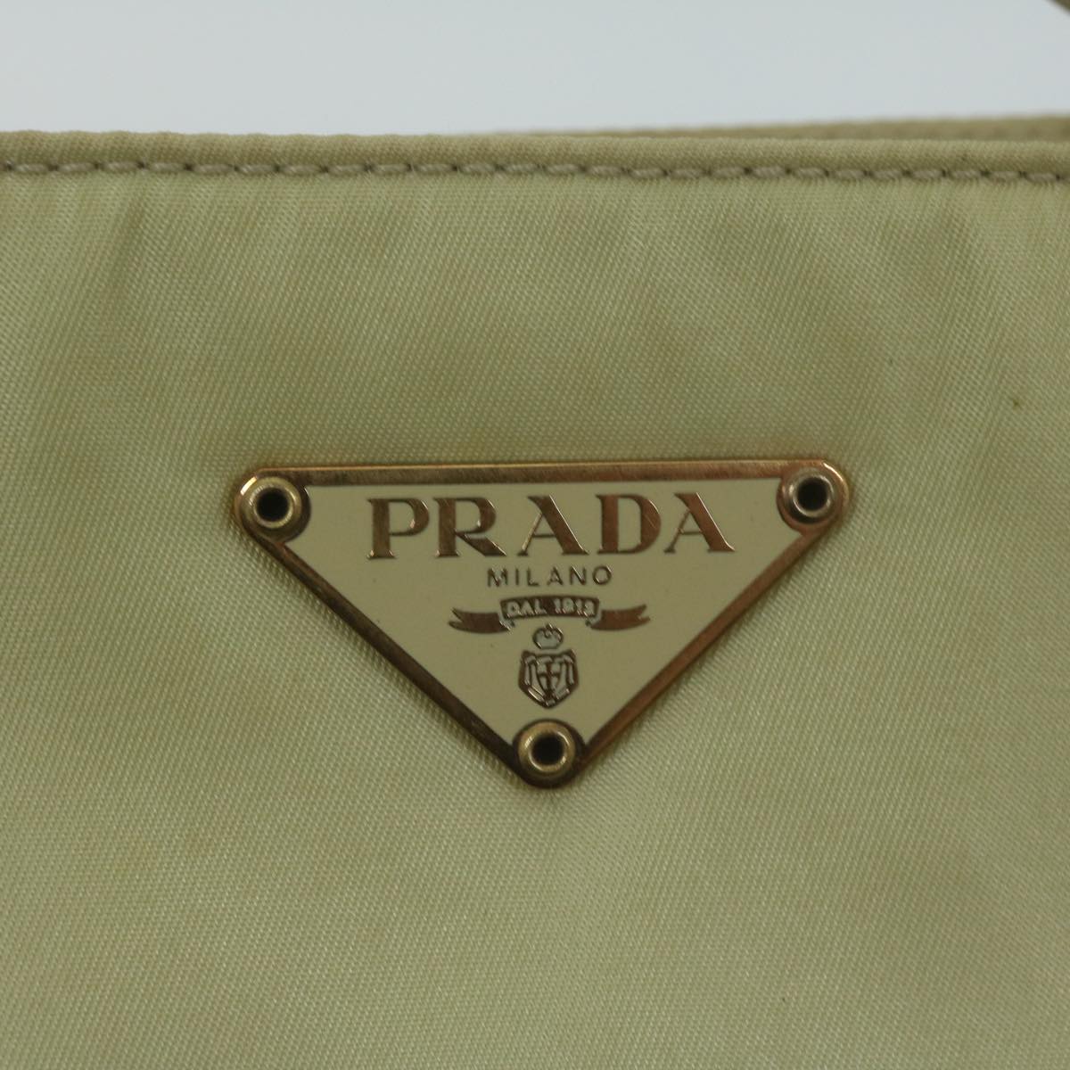 PRADA Hand Bag Nylon Cream Auth 65701