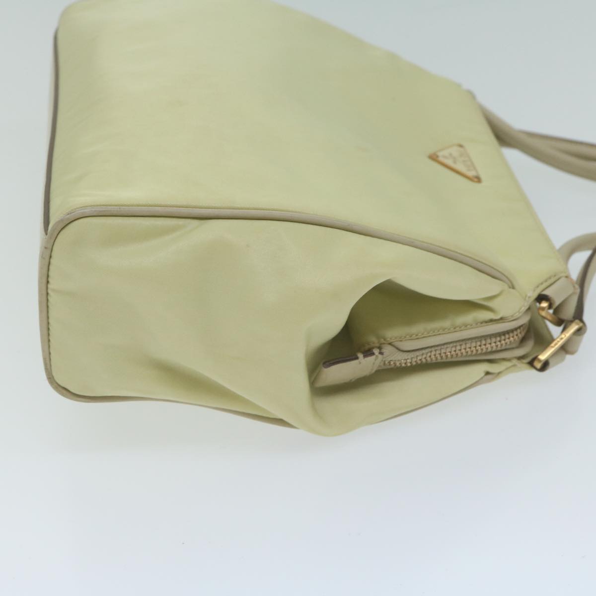 PRADA Hand Bag Nylon Cream Auth 65701
