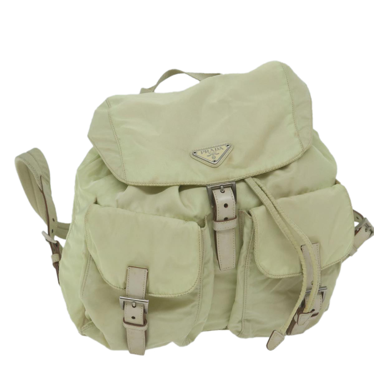 PRADA Backpack Nylon Cream Auth 65702