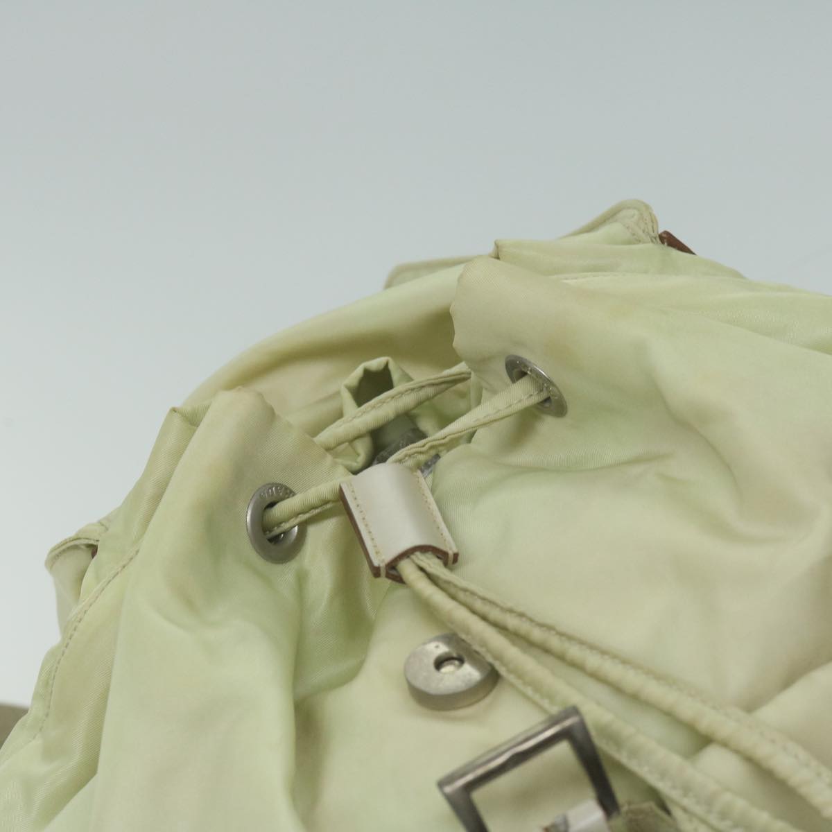 PRADA Backpack Nylon Cream Auth 65702